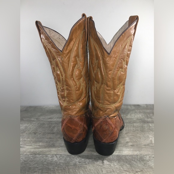 Mens Arango Western Brown Croc Moc Embossed Leather Cowboy Pull On Boots Size 6 main image 5